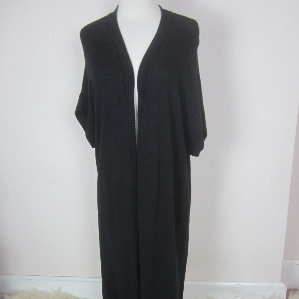 EVRI Black Lightweight Short Dolman Sleeve Open Front Duster Women's Plus 1X